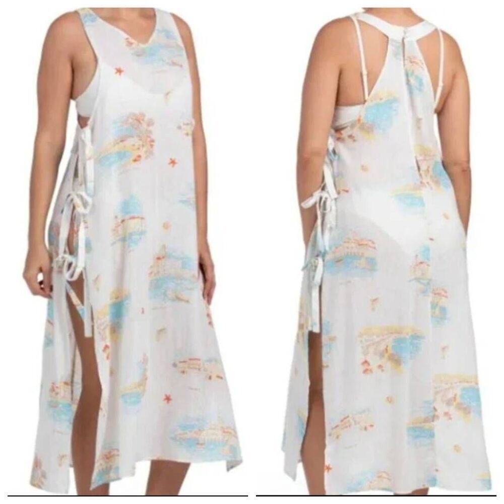 Calypso St. Barth Poolside Resort Beach Cover Up Midi Dress Resort Coastal Large